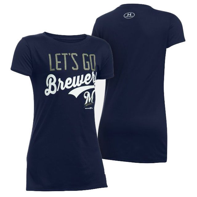 Women's Milwaukee Brewers Navy Let's Go Graphic T-Shirt