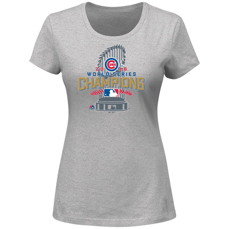 Women's Chicago Cubs Gray 2016 World Series Champions Locker Room T-Shirt