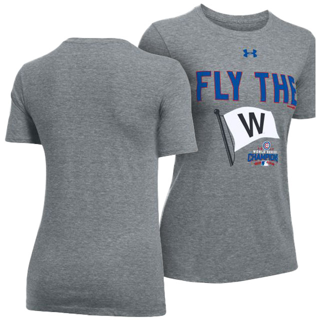 Women's Chicago Cubs Heather Gray Fly the W Baseball T-Shirt