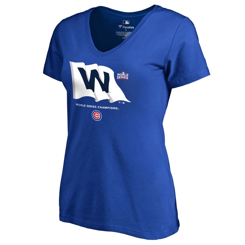 Women's Chicago Cubs Royal 2016 World Series Champions Win Flag T-Shirt