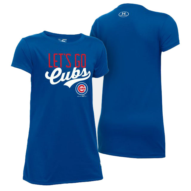 Women's Chicago Cubs Royal Let's Go Graphic T-Shirt