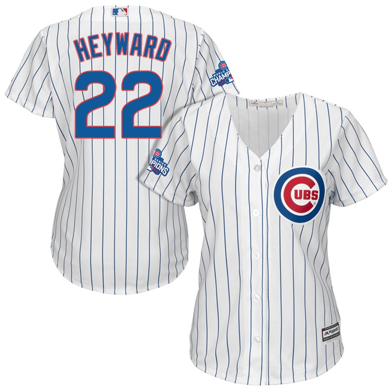 Women's Chicago Cubs Jason Heyward #22 White 2016 World Series Champions Team Logo Patch Cool Base Jersey