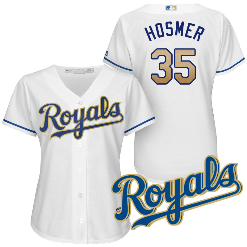 Women's Kansas City Royals Eric Hosmer #35 2017 Home White Cool Base Jersey