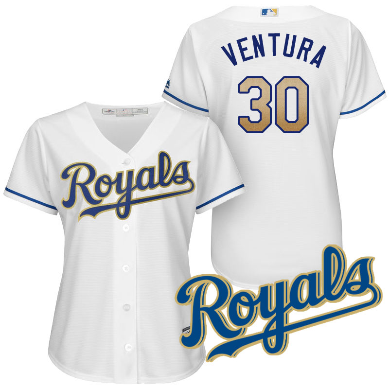 Women's Kansas City Royals Yordano Ventura #30 2017 Home White Cool Base Jersey