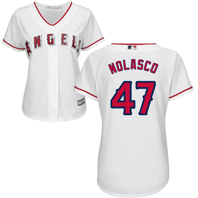 Women's Los Angeles Angels Ricky Nolasco #47 Home White Cool Base Jersey