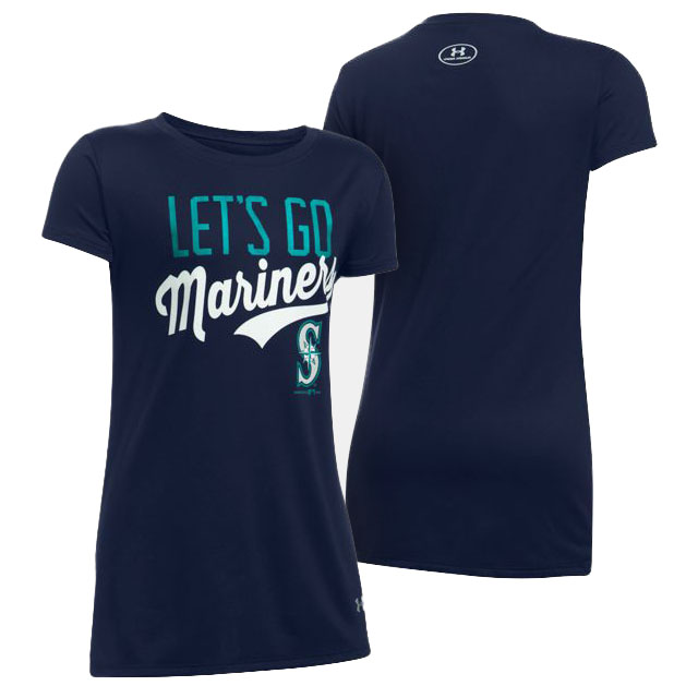 Women's Seattle Mariners Navy Let's Go Graphic T-Shirt