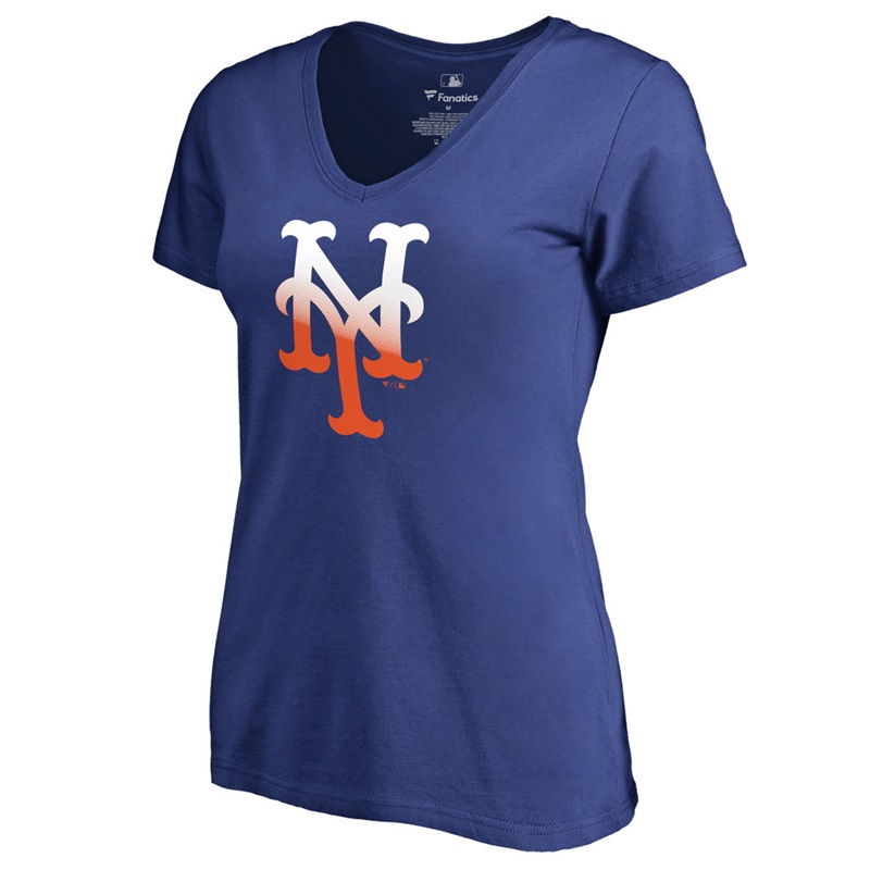 Women's New York Mets Royal Gradient Logo Short Sleeve T-Shirt