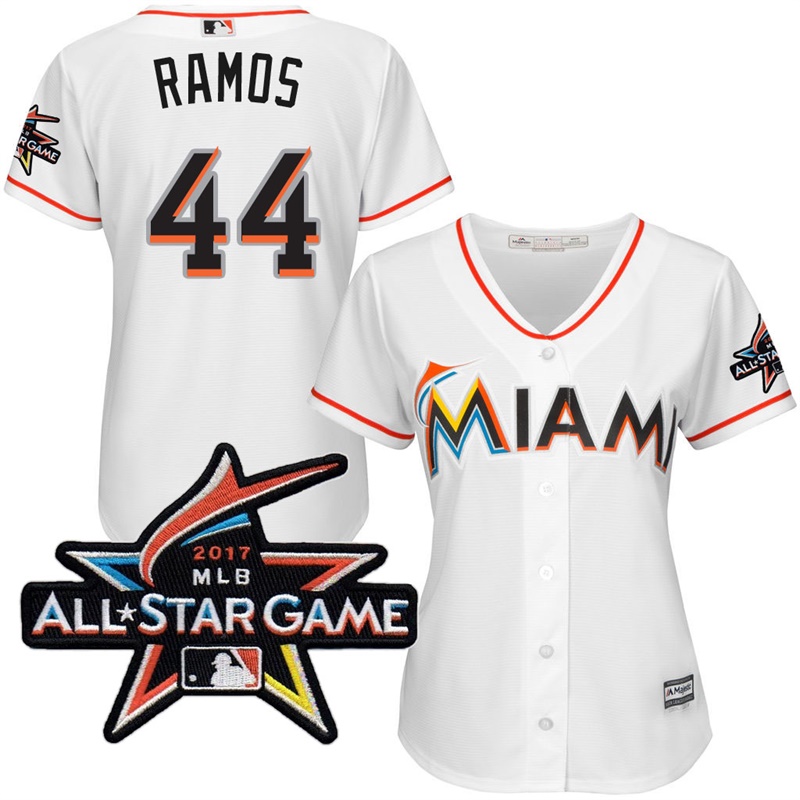 Women's Miami Marlins A.J. Ramos #44 2017 All-Star Game Patch White Cool Base Jersey