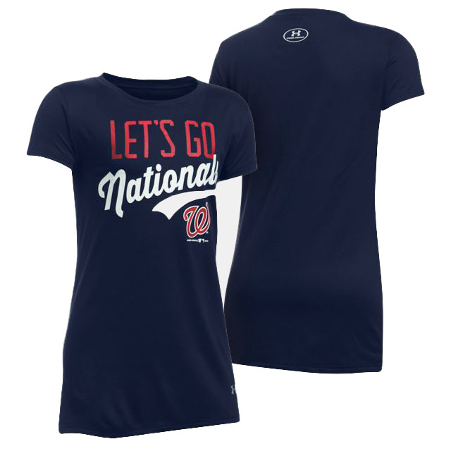 Women's Washington Nationals Navy Let's Go Graphic T-Shirt