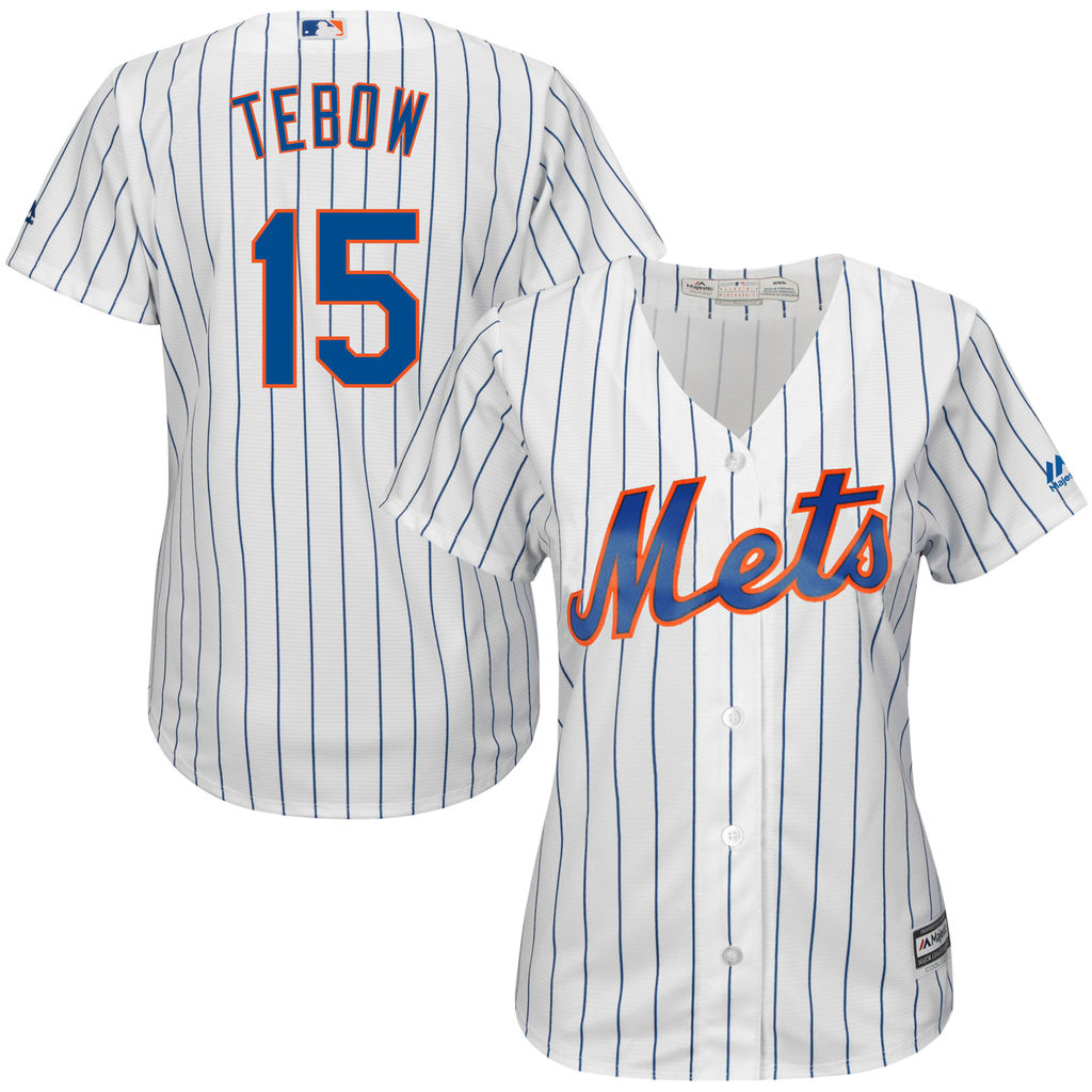 Women's New York Mets Tim Tebow #15 Home White Cool Base Jersey