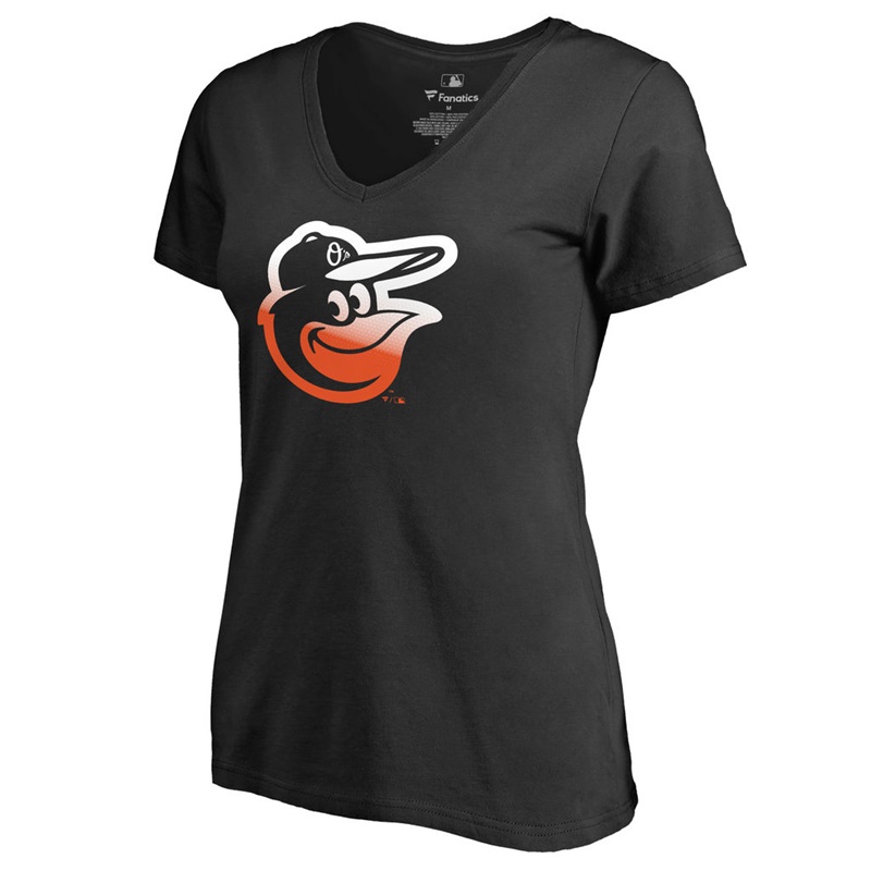 Women's Baltimore Orioles Black Gradient Logo Short Sleeve T-Shirt