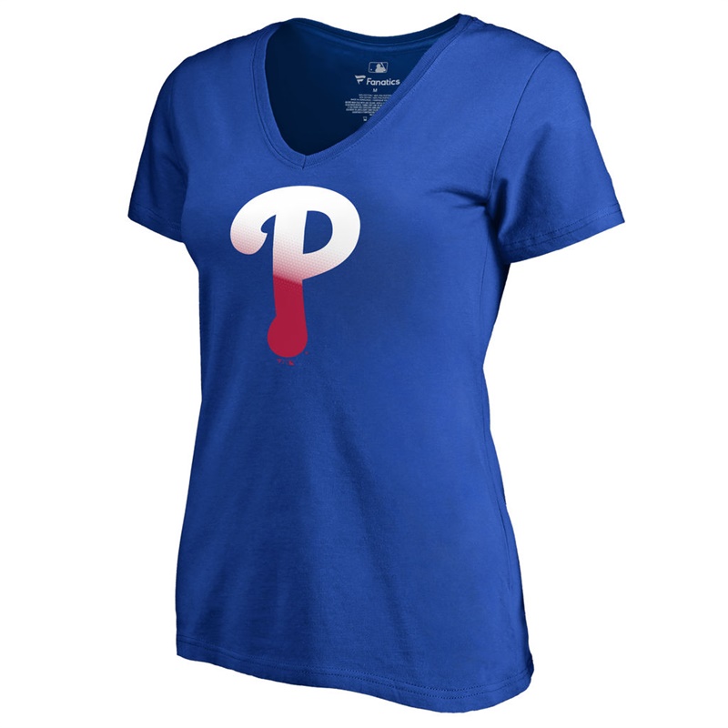 Women's Philadelphia Phillies Red Gradient Logo Short Sleeve T-Shirt