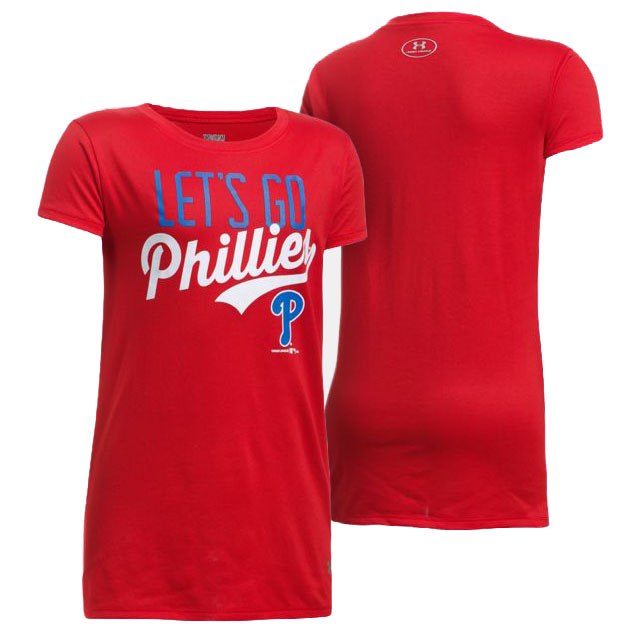 Women's Philadelphia Phillies Red Let's Go Graphic T-Shirt