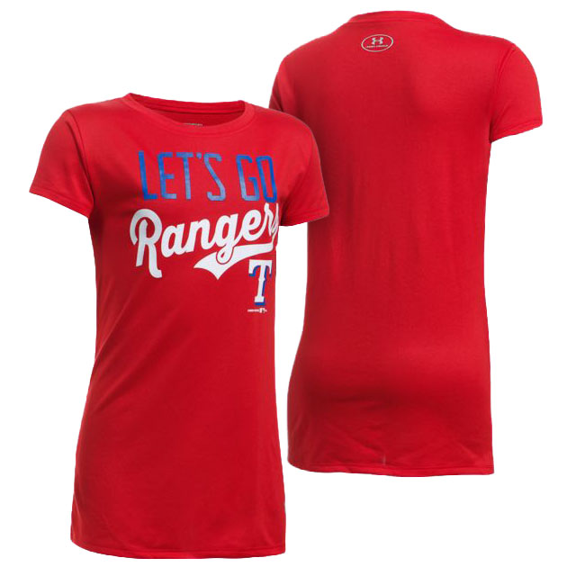 Women's Texas Rangers Red Let's Go Graphic T-Shirt