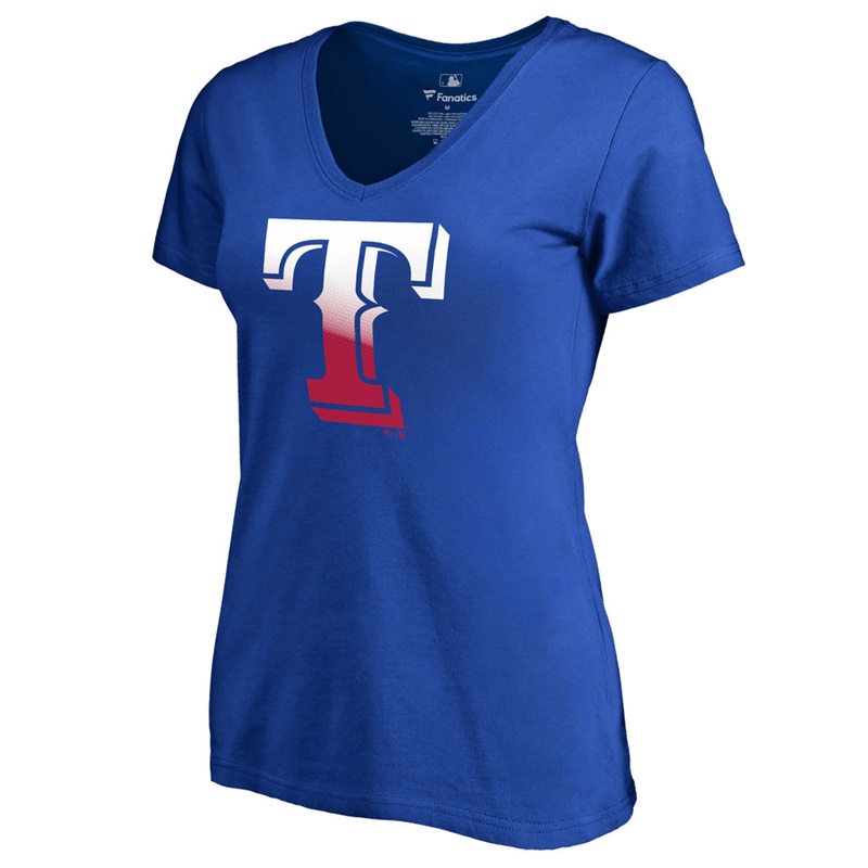 Women's Texas Rangers Royal Gradient Logo Short Sleeve T-Shirt