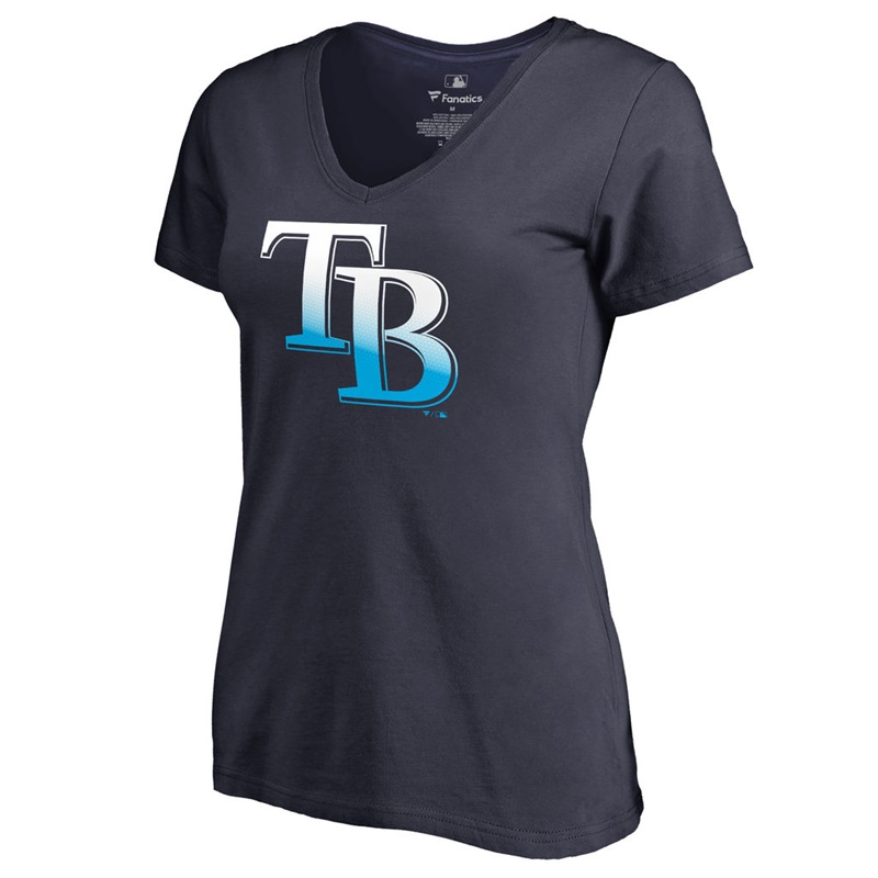 Women's Tampa Bay Rays Navy Gradient Logo Short Sleeve T-Shirt