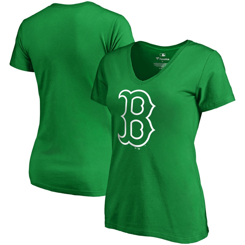 Women's Boston Red Sox Kelly Green St. Patrick's Day White Logo T-Shirt