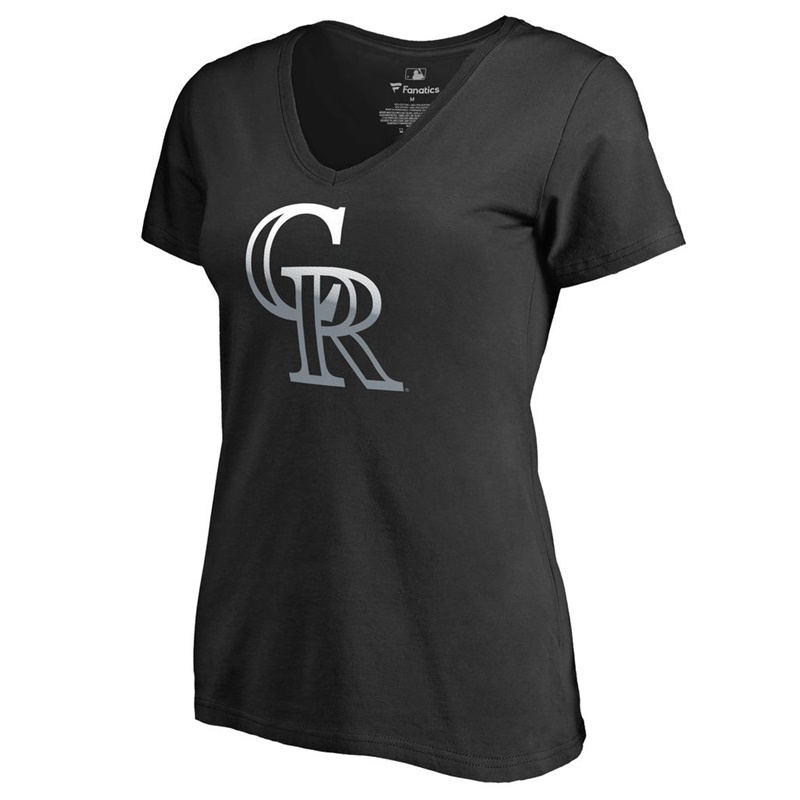 Women's Colorado Rockies Black Gradient Logo Short Sleeve T-Shirt