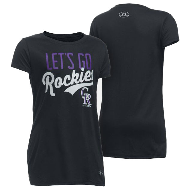 Women's Colorado Rockies Black Let's Go Graphic T-Shirt