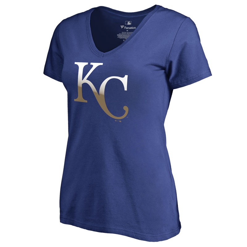 Women's Kansas City Royals Royal Gradient Logo Short Sleeve T-Shirt