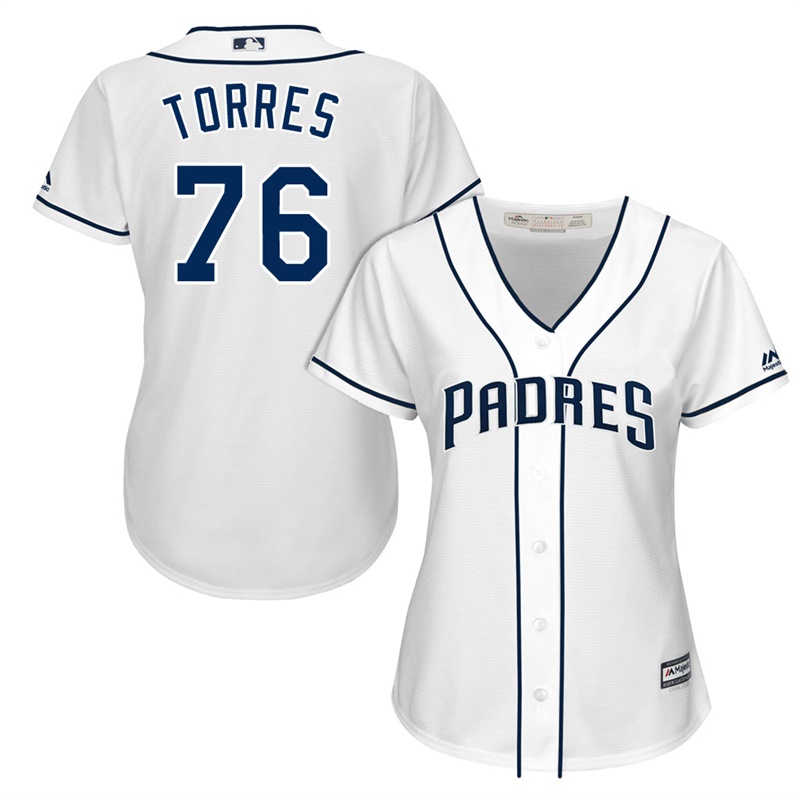 Women's San Diego Padres Jose Torres #76 2017 Home White Cool Base Jersey