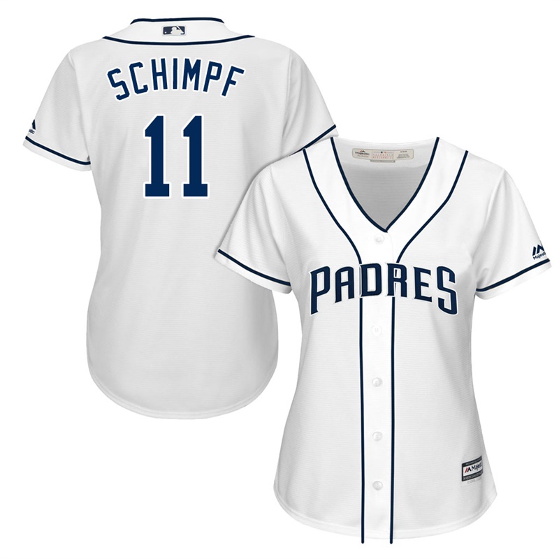 Women's San Diego Padres Ryan Schimpf #11 2017 Home White Cool Base Jersey