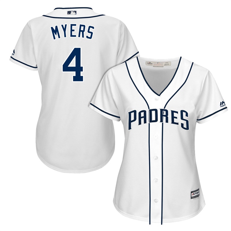 Women's San Diego Padres Wil Myers #4 2017 Home White Cool Base Jersey