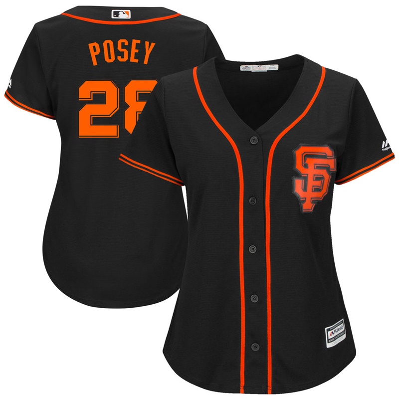 Women's San Francisco Giants Buster Posey #28 2017 Alternate Black Cool Base Jersey