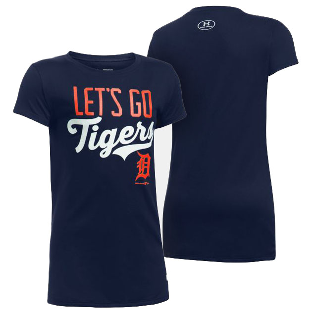 Women's Detroit Tigers Navy Let's Go Graphic T-Shirt