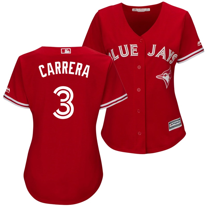 Women's Toronto Blue Jays Ezequiel Carrera #3 2017 Alternate Scarlet Cool Base Jersey