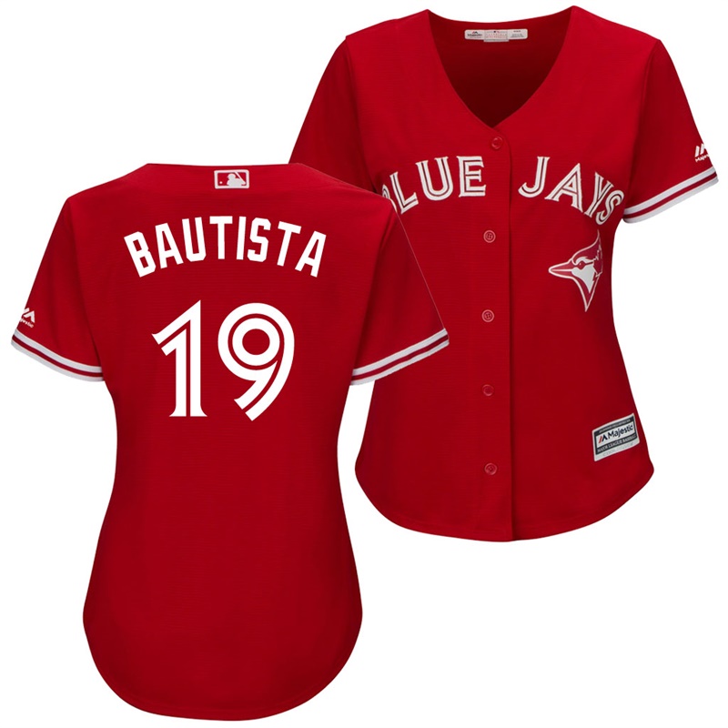 Women's Toronto Blue Jays Jose Bautista #19 2017 Alternate Scarlet Cool Base Jersey