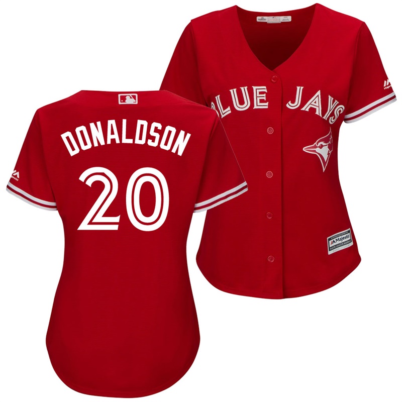 Women's Toronto Blue Jays Josh Donaldson #20 2017 Alternate Scarlet Cool Base Jersey