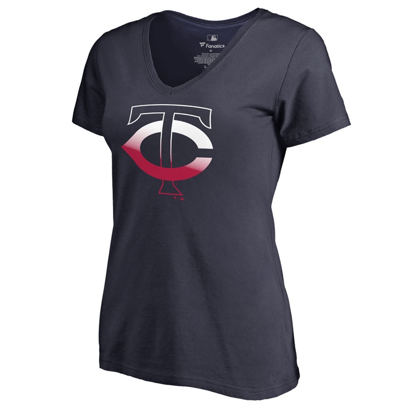 Women's Minnesota Twins Navy Gradient Logo Short Sleeve T-Shirt