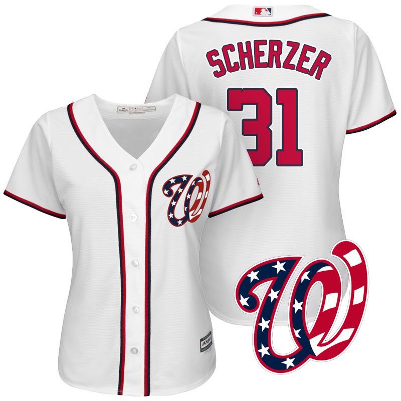 Women's Washington Nationals Max Scherzer #31 2017 Home White Cool Base Jersey