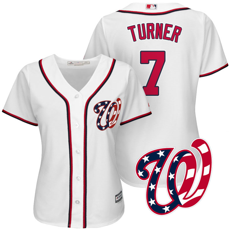 Women's Washington Nationals Trea Turner #7 2017 Home White Cool Base Jersey