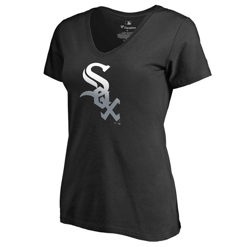 Women's Chicago White Sox Black Gradient Logo Short Sleeve T-Shirt