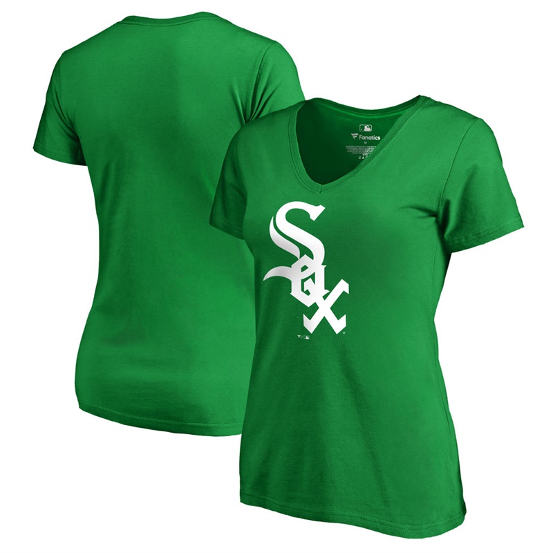 Women's Chicago White Sox Kelly Green St. Patrick's Day White Logo T-Shirt