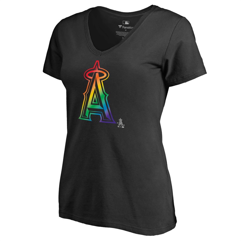 Women Los Angeles Angels V-Neck Pride Black T-Shirt