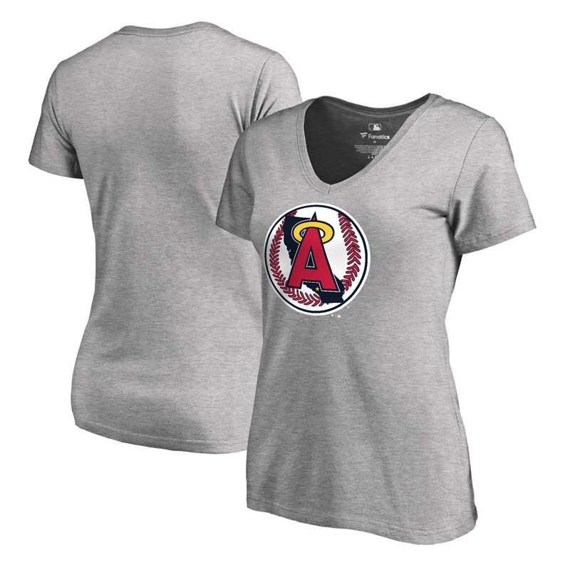 Women Los Angeles Angels Gray Cooperstown Collection Forbes T-Shirt