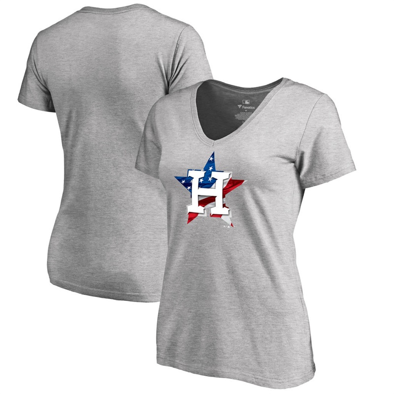 Women Houston Astros Slim Fit Banner Wave Gray T-Shirt