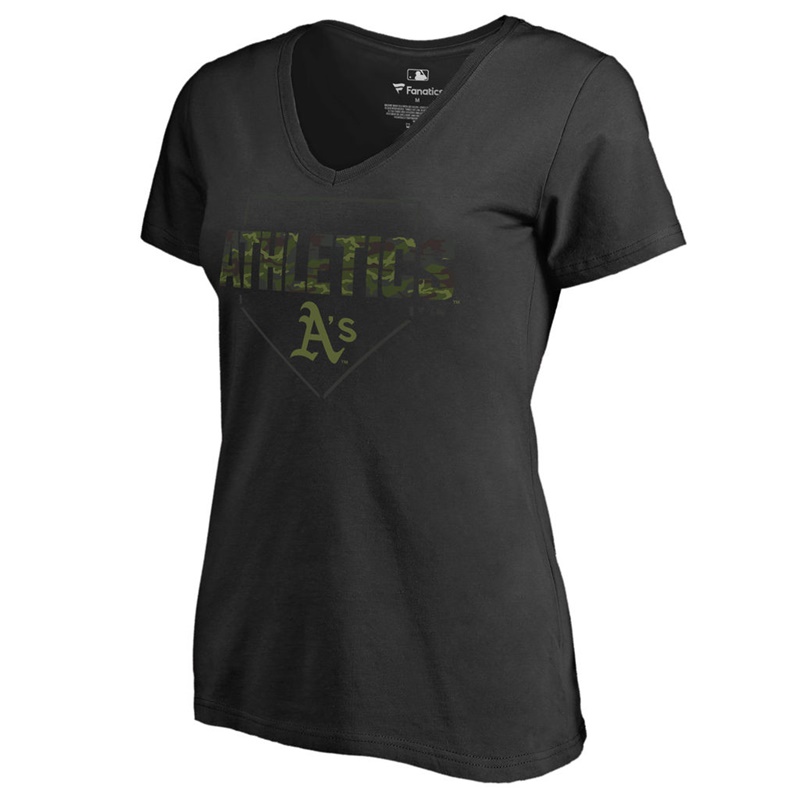 Women Oakland Athletics Memorial Camo Big & Tall Black T-Shirt