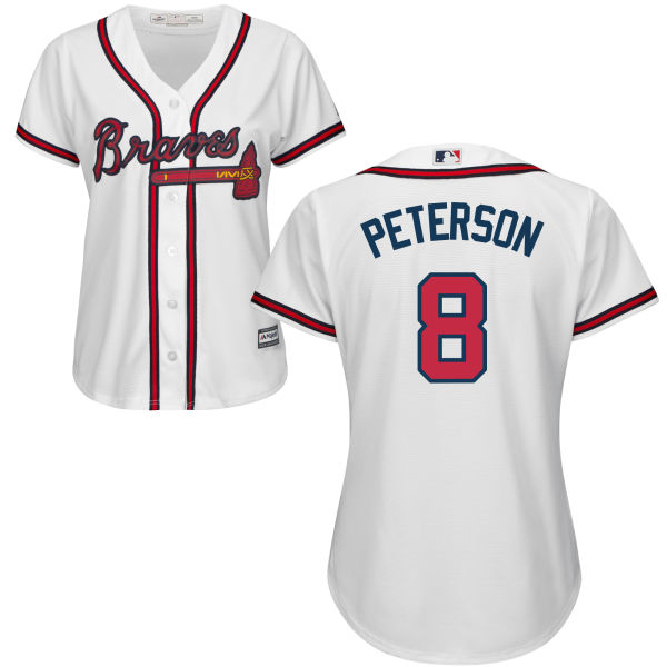 Women's Atlanta Braves Jace Peterson #8 Majestic White Authentic Cool base Jersey