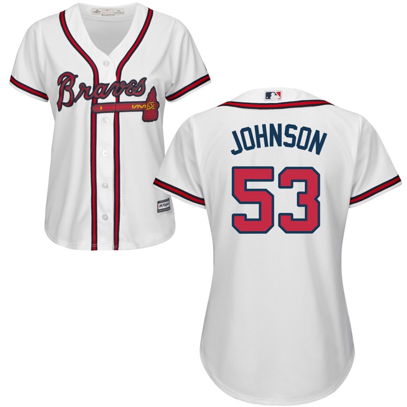 Women Atlanta Braves #53 Jim Johnson Home White Cool Base Jersey