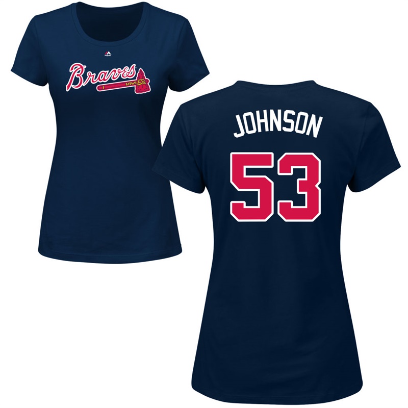 Women Atlanta Braves Jim Johnson #53 Navy Roster Name & Number T-Shirt