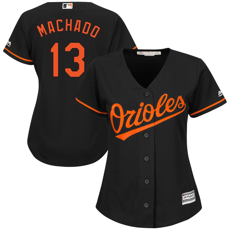 Women Baltimore Orioles #13 Manny Machado Alternate Black Cool Base Jersey