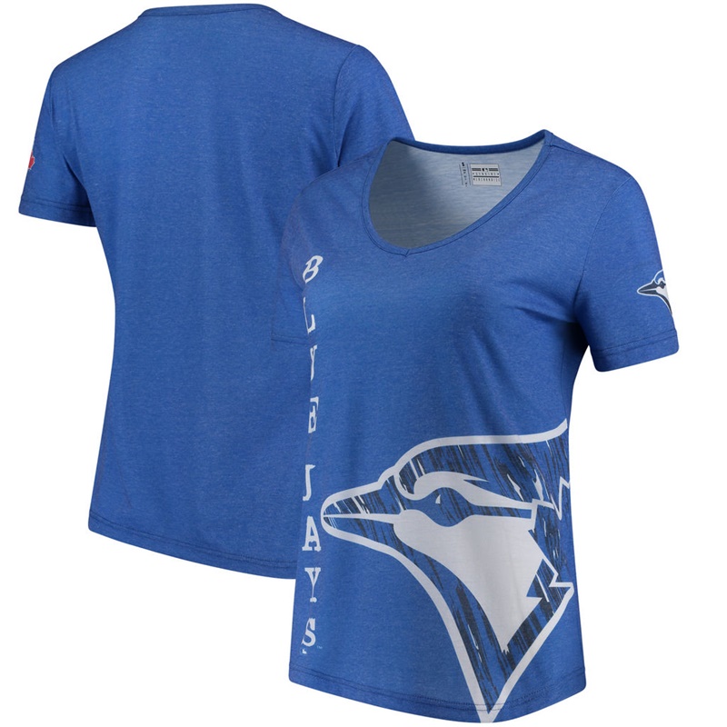 Women Toronto Blue Jays V-Neck Static Rain Royal T-Shirt