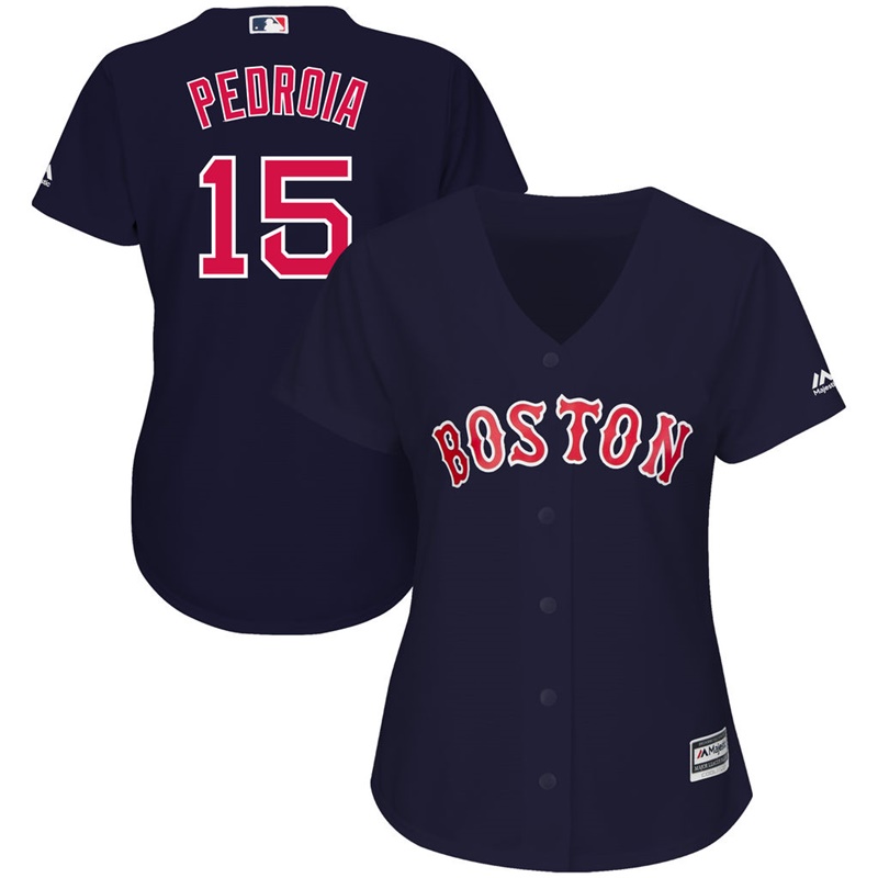 Women Boston Red Sox #15 Dustin Pedroia Replica Alternate Navy Cool Base Jersey