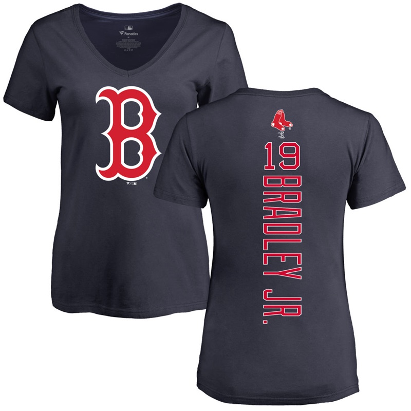 Women Boston Red Sox Jackie Bradley Jr. #19 Navy Backer Slim Fit T-Shirt