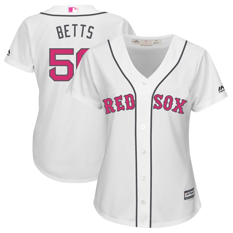 Women 2017 Mother's Day Boston Red Sox #50 Mookie Betts White Cool Base Jersey