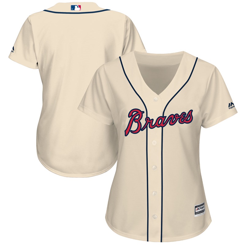 Women Atlanta Braves Cream Replica Team Jersey